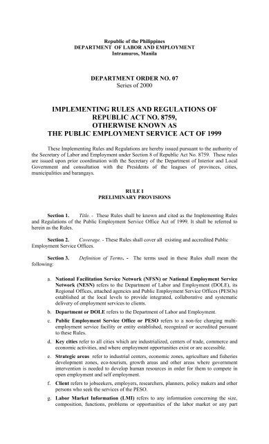 IMPLEMENTING RULES AND REGULATIONS OF REPUBLIC ACT NO. 10.
